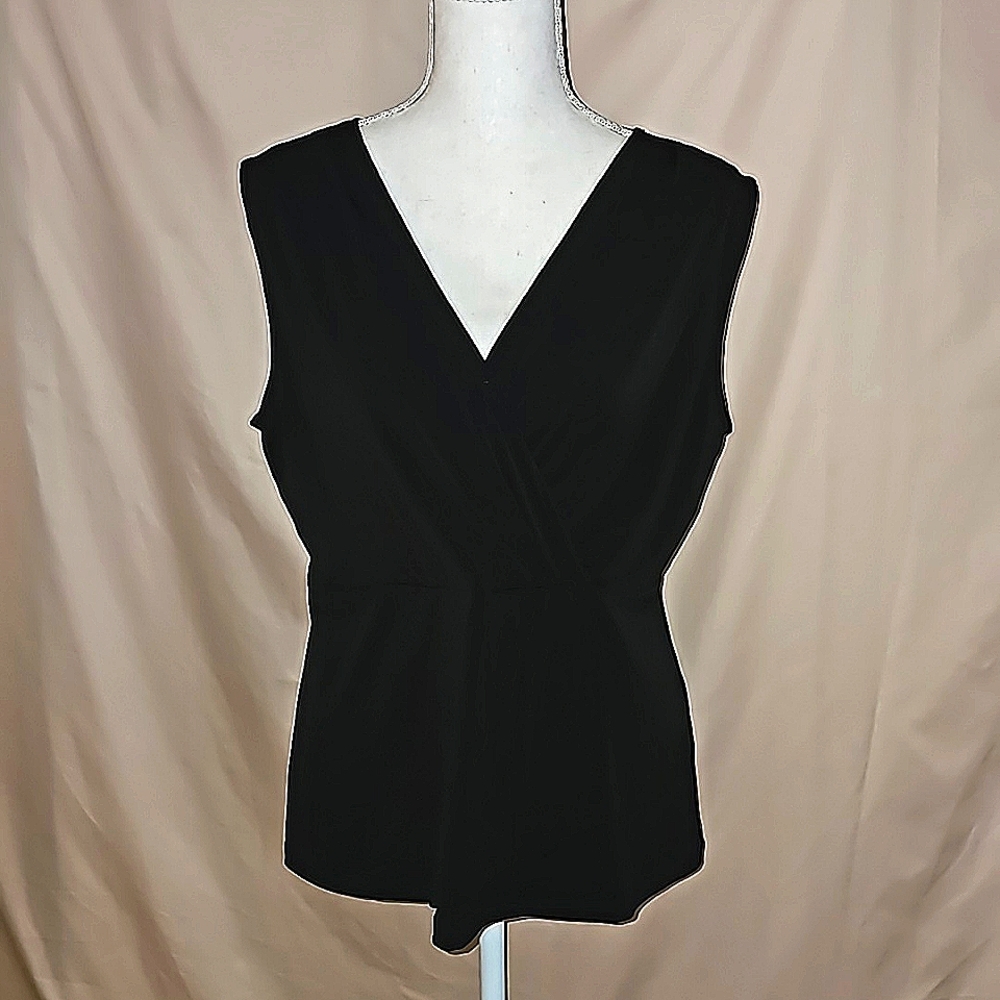 Banana Republic black faux sleeveless wrap top